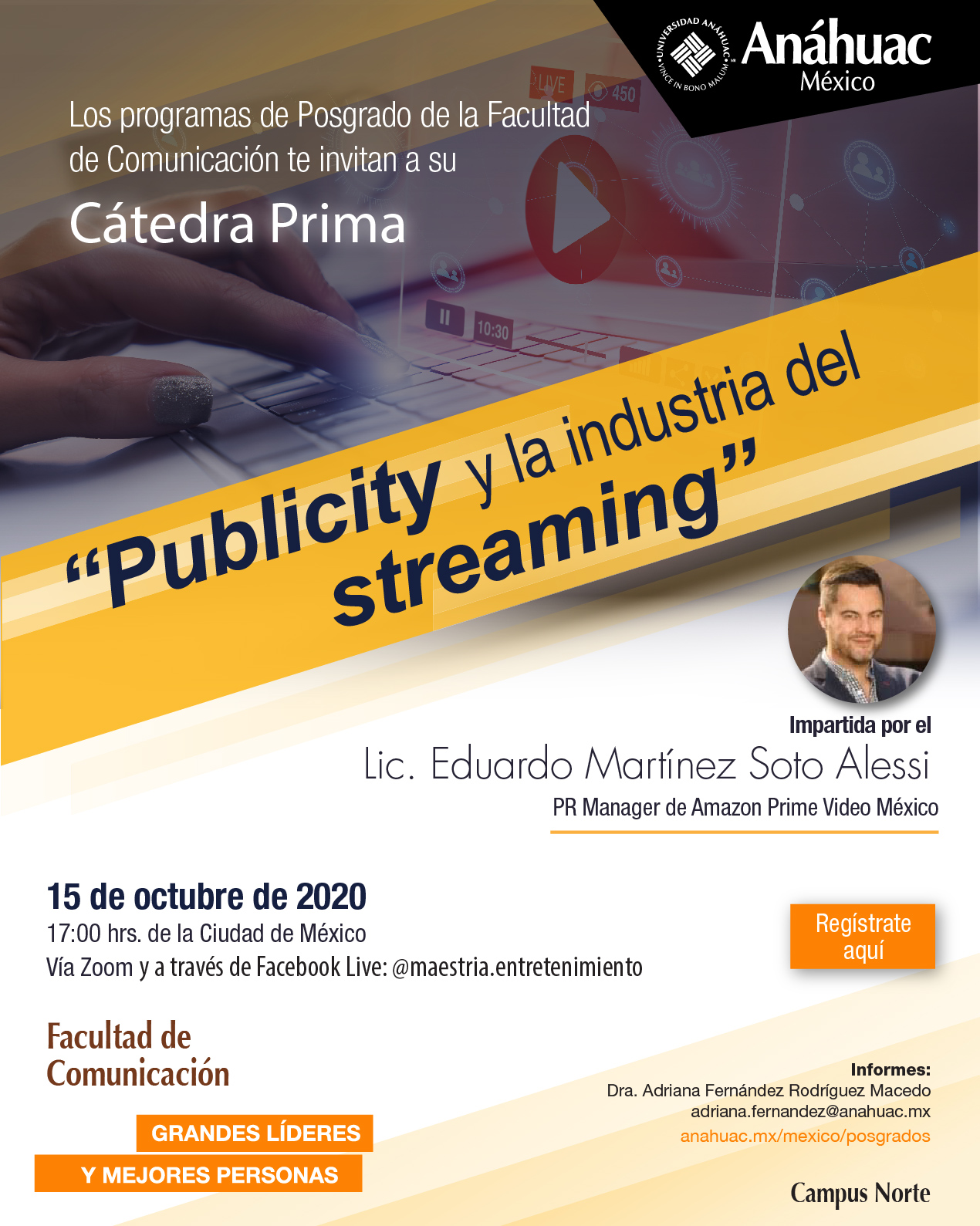 Te invitamos a la Cátedra Prima, "Publicity y la industria del streaming".