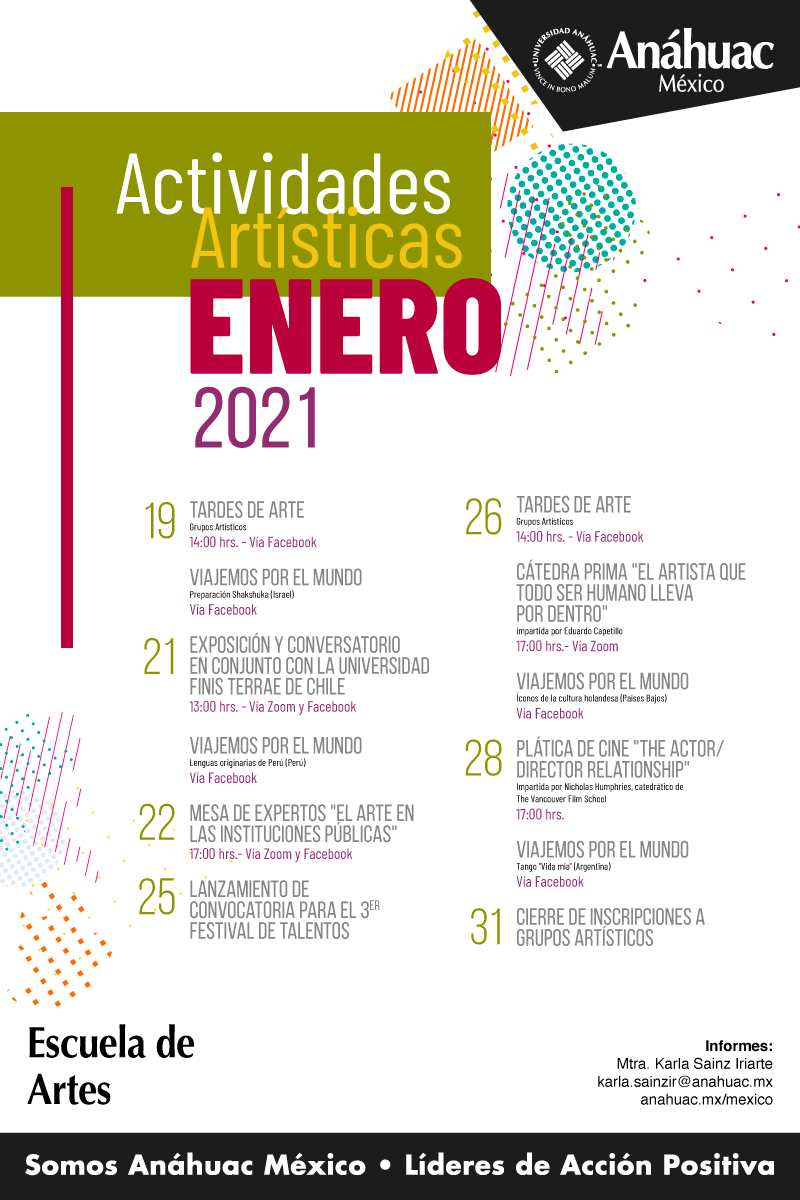 Conoce y disfruta de las actividades artísticas de enero