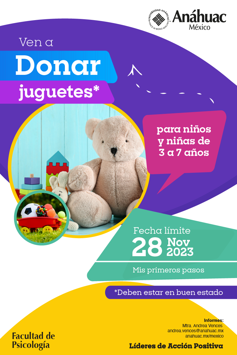 Ven y participa donando juguetes para niñas y niños de 3 a 7 años