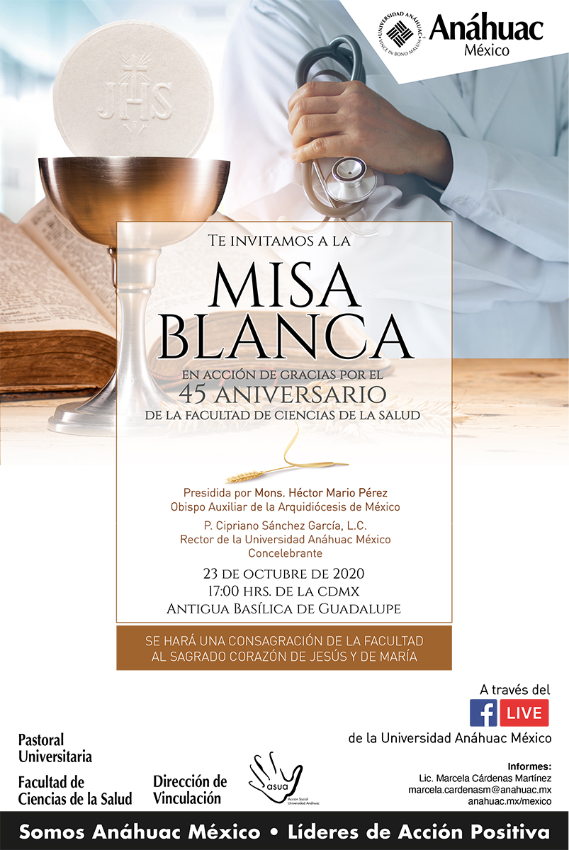 Participa en la Misa Blanca por el 45 aniversario de la Facultad de Ciencias de la Salud