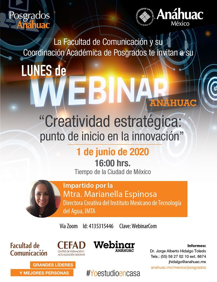 Lunes de Webinar: "Creatividad estratégica: punto de inicio en la innovación"