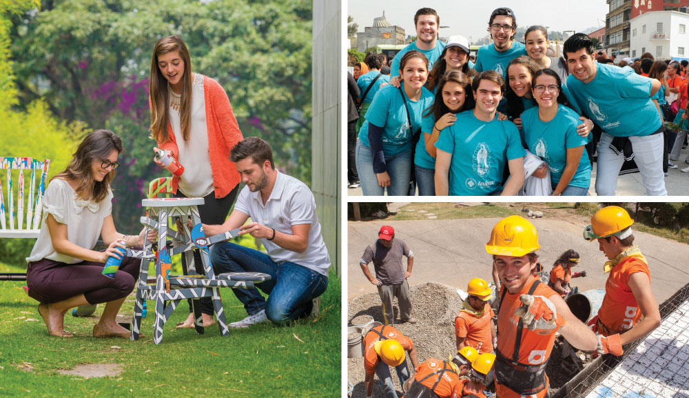 Alumnos de la Universidad Anáhuac en distintas actividades de formación integral