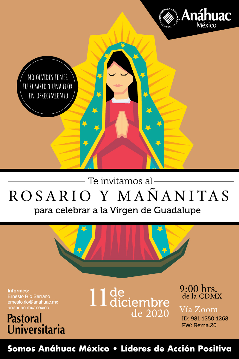 Te invitamos al rosario y mañanitas para celebrar a nuestra Virgen de Guadalupe