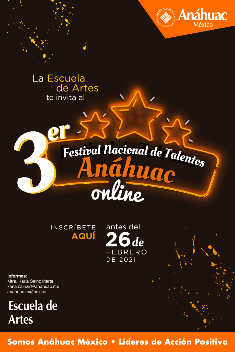 Inscríbete al Tercer Festival Nacional de Talentos Anáhuac Online