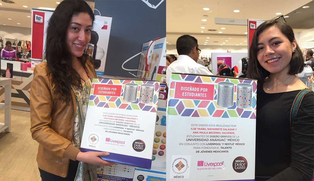 Alumnas de Diseño Gráfico ganan concurso Liverpool/Dolce Gusto