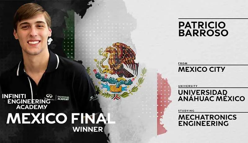 Alumno de Ingeniería Mecatrónica gana el premio INFINITI Engineering Academy 2018