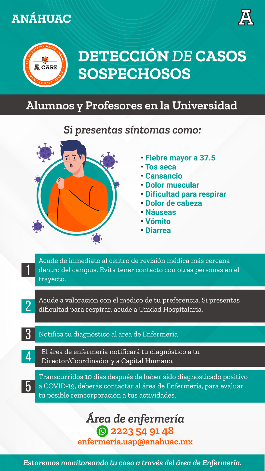 En este regreso a clases presenciales, conoce lo que debes hacer, en dado caso de tener síntomas de COVID