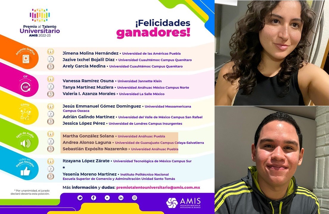 Anáhuac Puebla celebra el triunfo de sus estudiantes en el Premio al Talento Universitario de la AMIS 2022- 2023