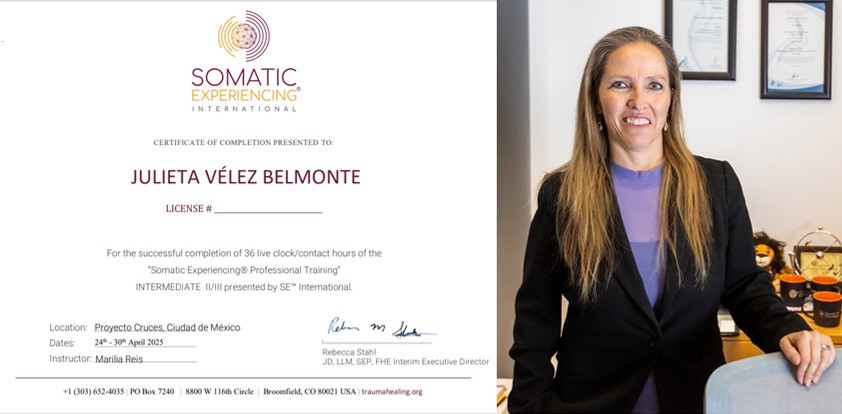 Directora de Psicología destaca con certificación internacional en Somatic Experiencing