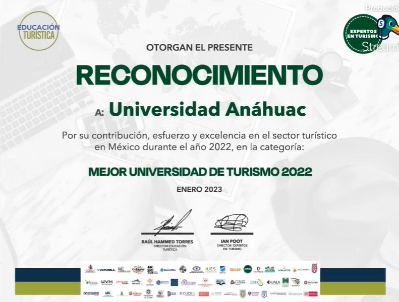 Universidad Anáhuac es reconocida como “La Mejor Universidad de Turismo 2022”