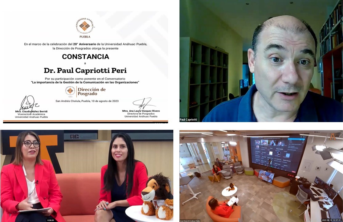 Dr. Capriotti comparte “La importancia de la gestión de la comunicación en las organizaciones” en la Anáhuac Puebla