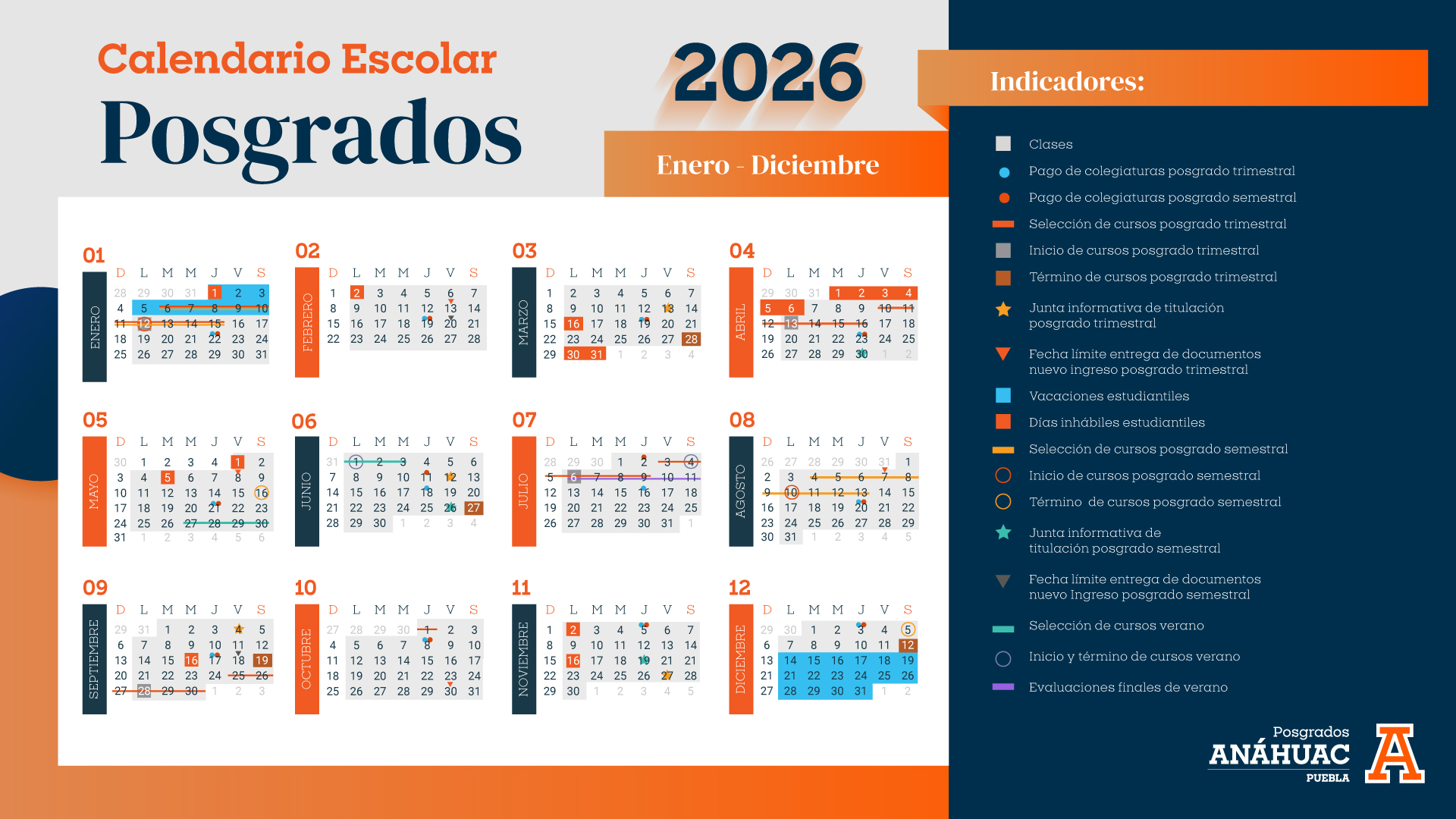 CALENDARIO ESCOLAR LICENCIATURA ENERO A JULIO 2026