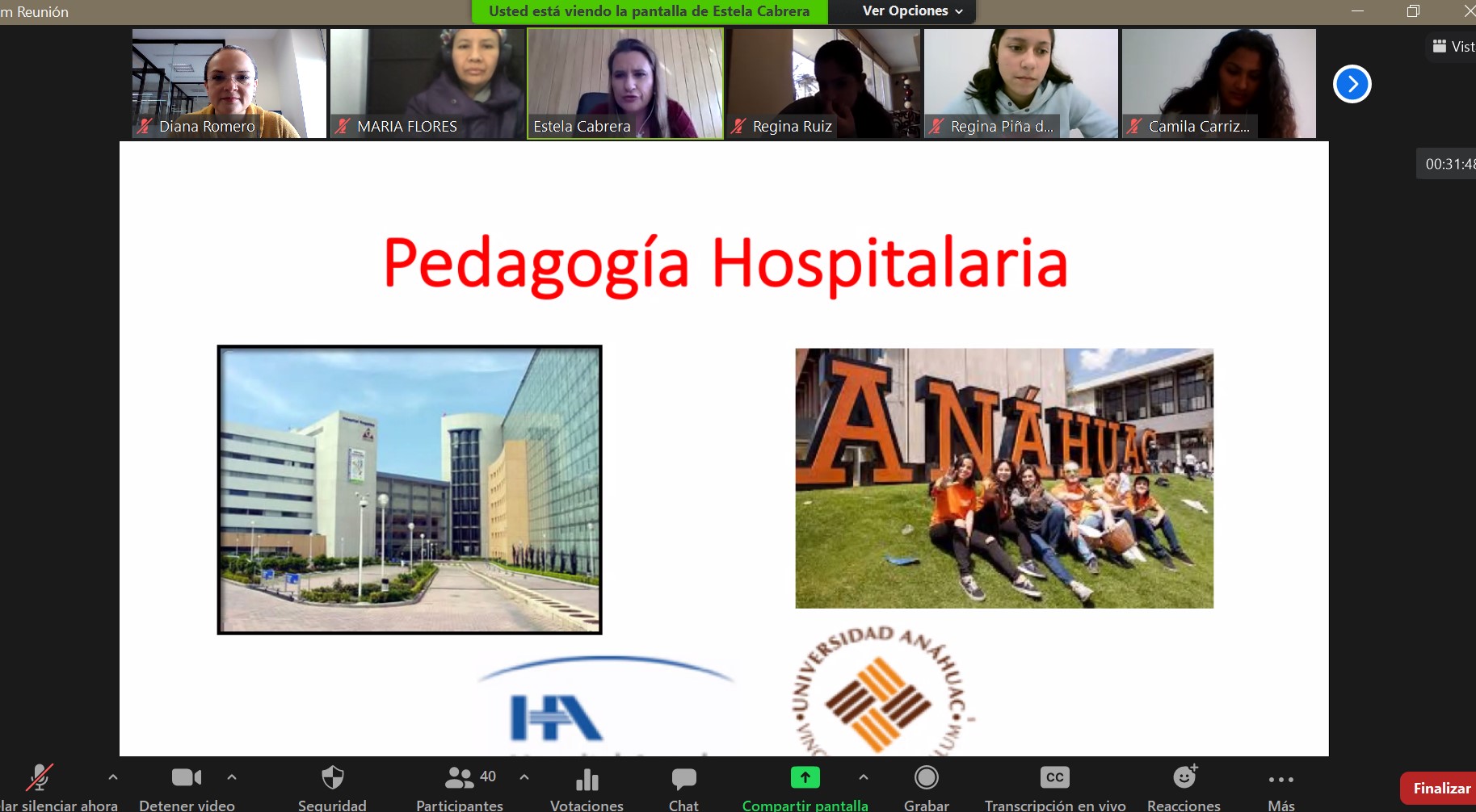 Plática sobre pedagogía hospitalaria del Hospital Ángeles con alumnos