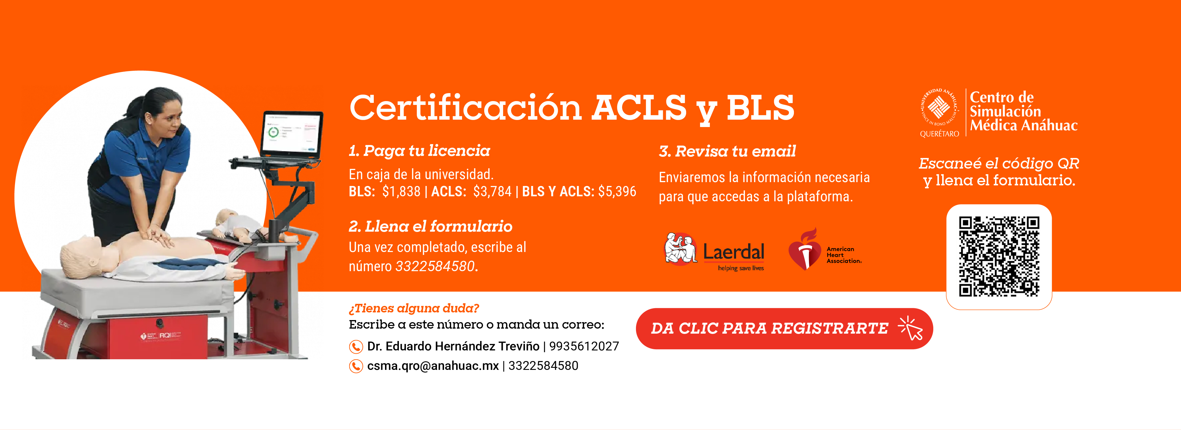 Certificación ACLS y BLS · Centro de Simulación Médica Anáhuac Querétaro