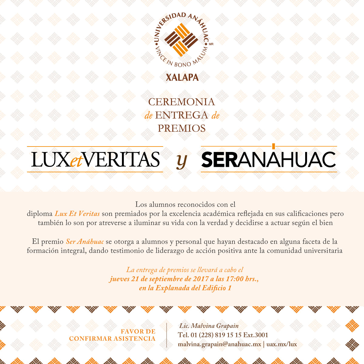 Ceremonia de entrega de Premios Lux et Veritas y Ser Anáhuac Ceremonia de entrega de Premios Lux et Veritas y Ser Anáhuac