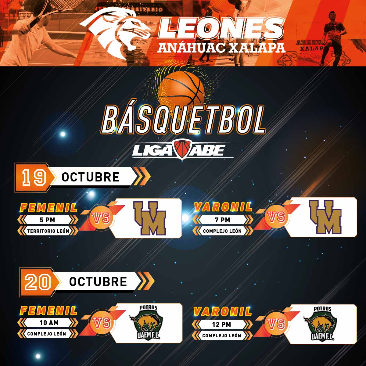 Jornada Doble de Básquetbol ABE: Femenil y Varonil