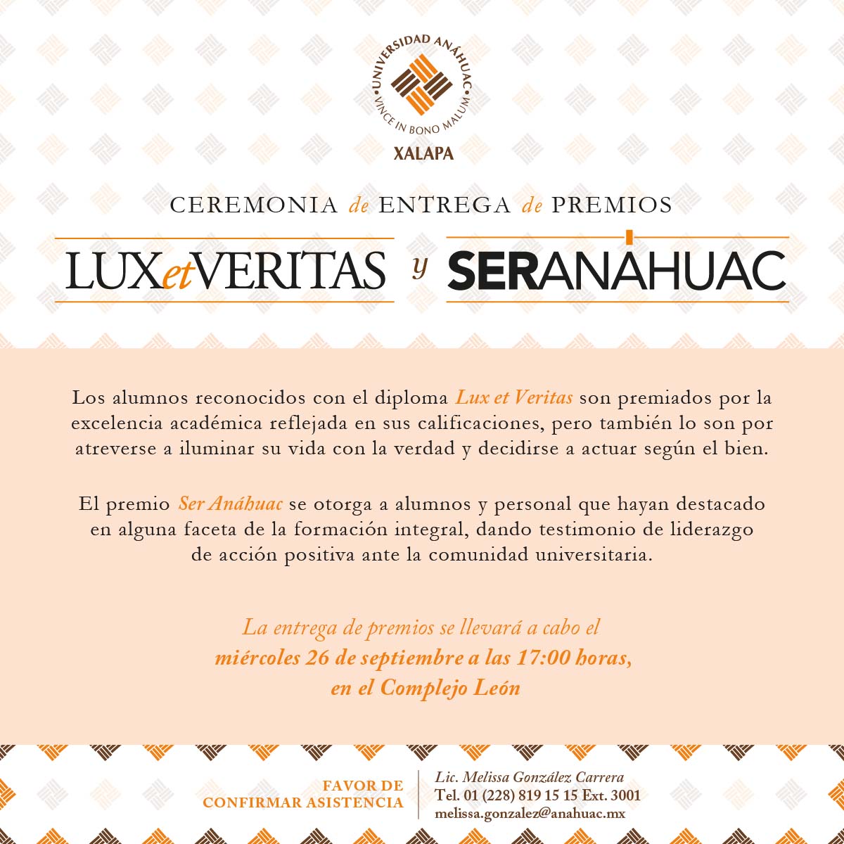 Ceremonia de entrega de Premios Lux et Veritas y Ser Anáhuac