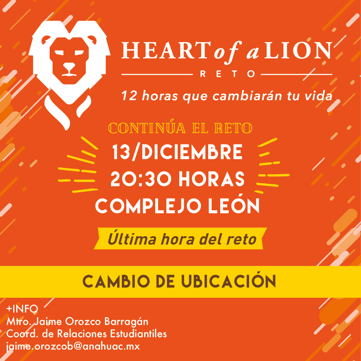 Reto Heart of a Lion: doceava actividad y última hora en 2018