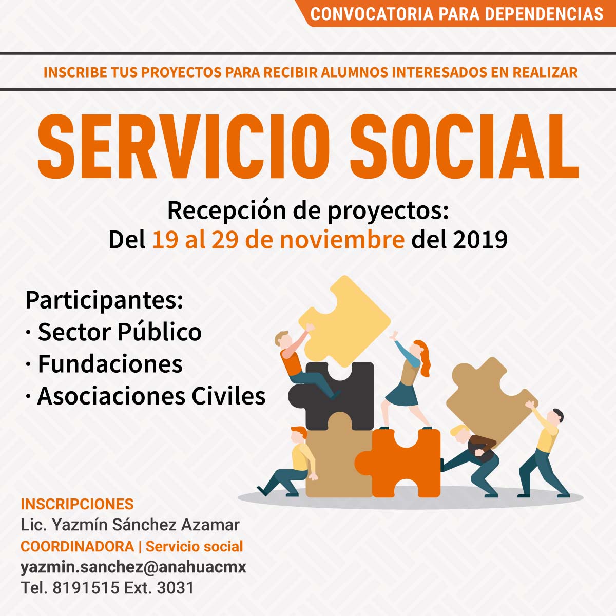 Convocatoria de Servicio Social para Dependencias