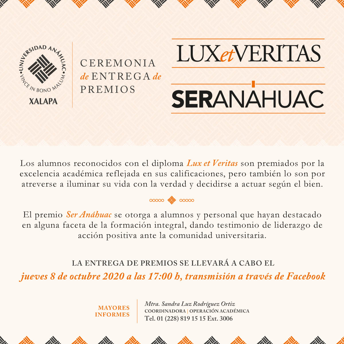 Ceremonia de Entrega de Premios Lux et Veritas y Ser Anáhuac