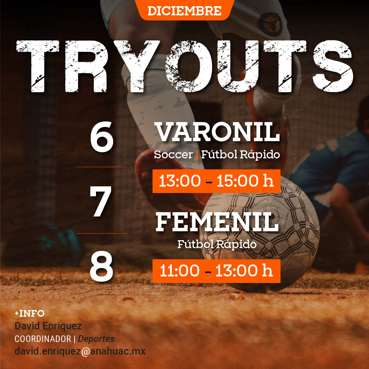 Tryouts para Soccer y Fútbol Rápido: Femenil y Varonil