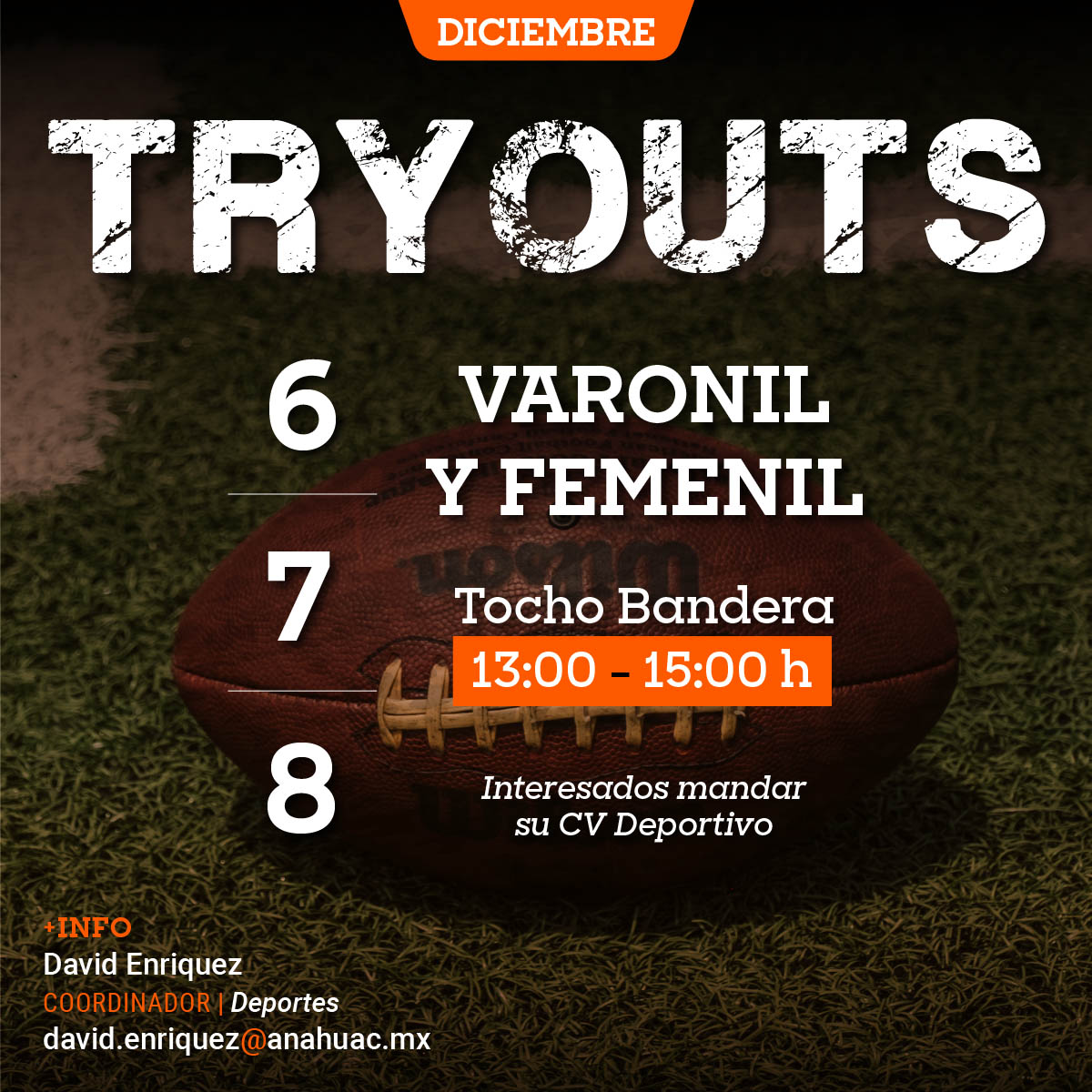 Tryouts para Tocho Bandera: Femenil y Varonil