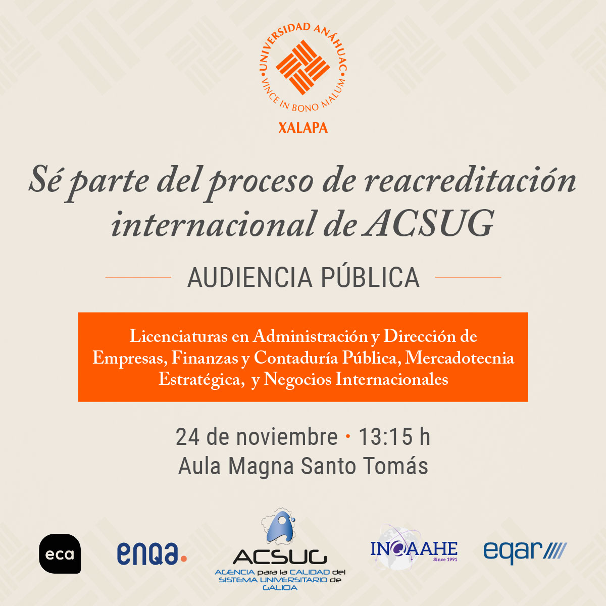 Reacreditación Internacional ACSUG: Audiencia Pública