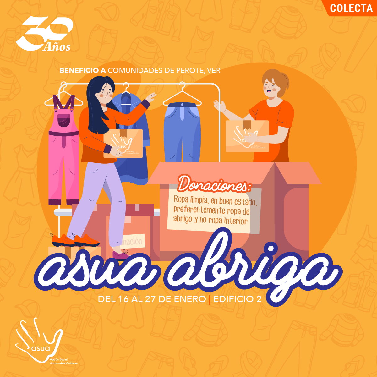 ASUA Abriga: Colecta de Ropa