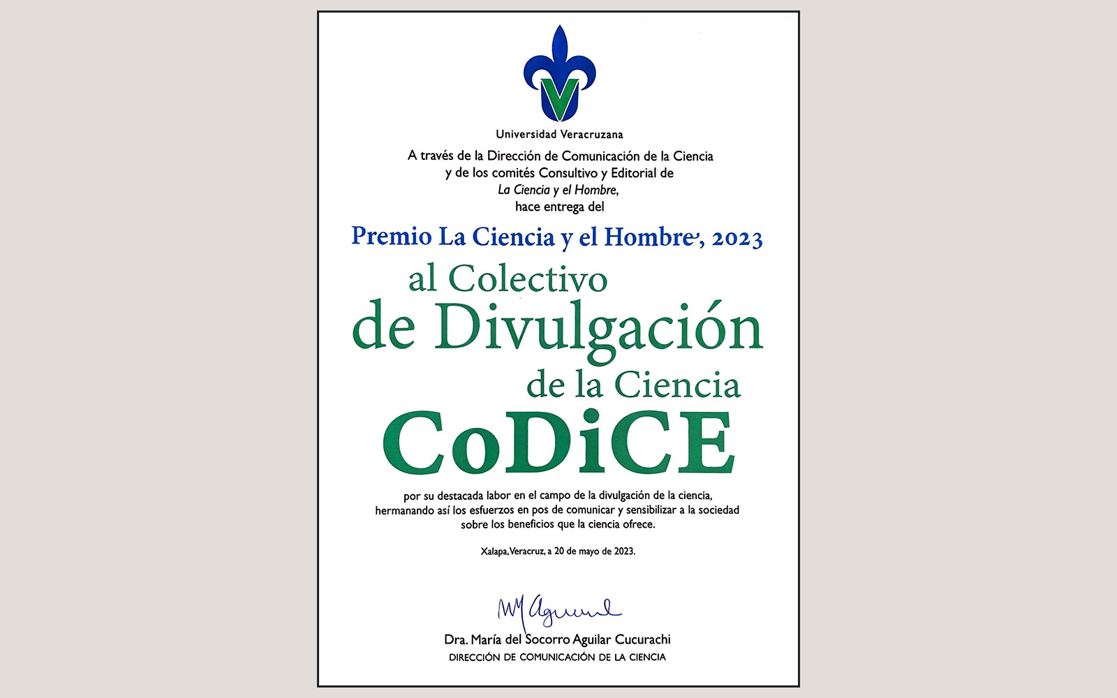 7 / 7 - Premio la Ciencia y el Hombre 2023 para CoDiCE