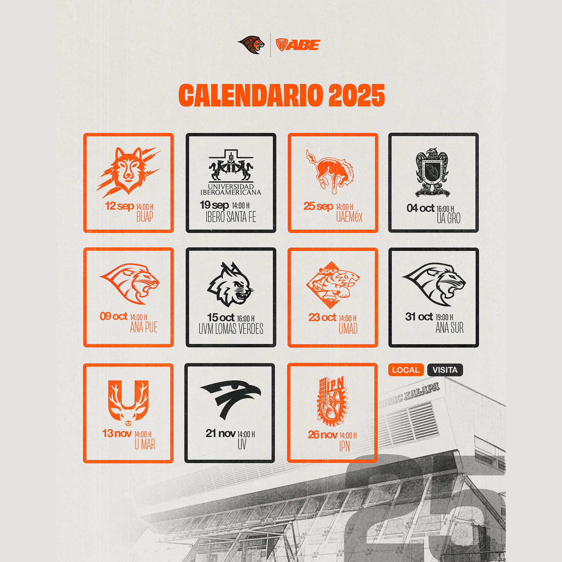 1 / 1 - Calendario de Partidos: Baloncesto Femenil en la División II de la ABE