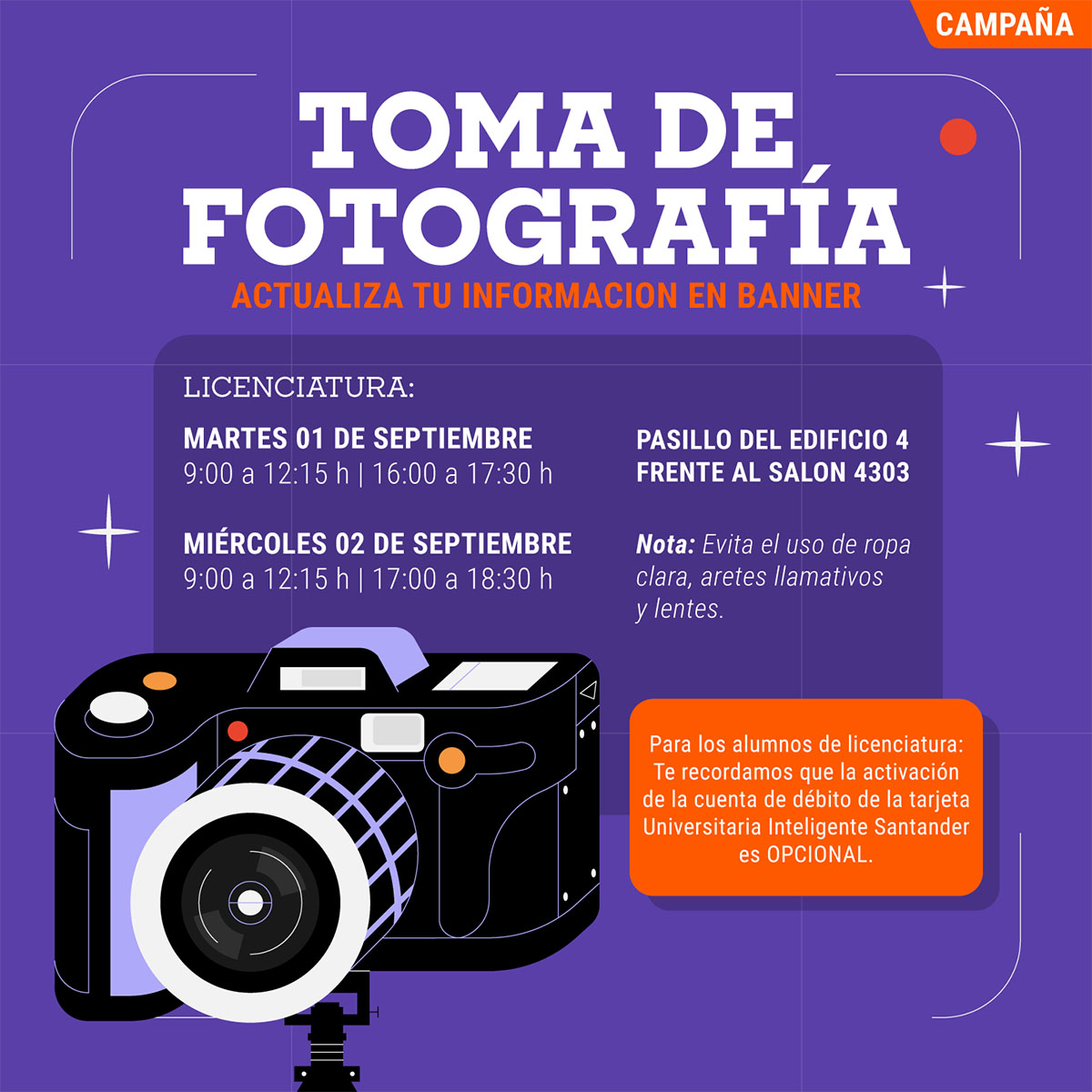 Cerrar vista en pantalla completa Campaña: Toma de Fotografía