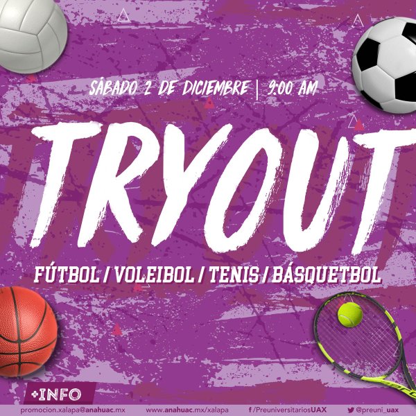 Ver en pantalla completa Tryouts para Fútbol, Voleibol, Tenis y Basquetbol