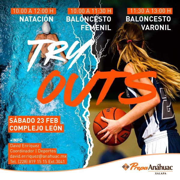 Ver en pantalla completa Tryouts para Natación y Básquetbol