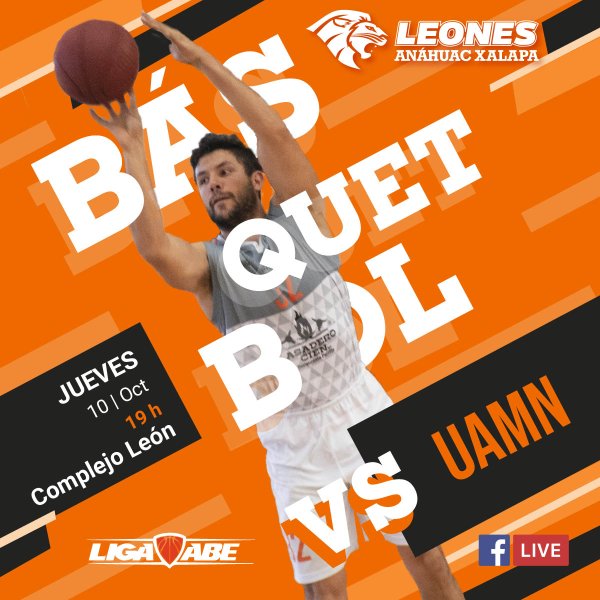 Ver en pantalla completa Básquetbol Varonil ABE: Leones vs Anáhuac México Norte