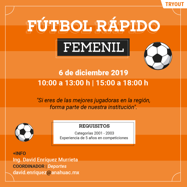 Ver en pantalla completa Tryout Fútbol Rápido Femenil