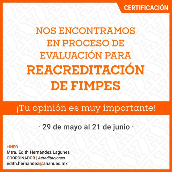 Ver en pantalla completa Evaluación para la Reacreditación de FIMPES