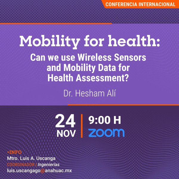 Ver en pantalla completa Mobility for Heath: Can we use Wireless Sensors and Mobility Data for Health Assessment?