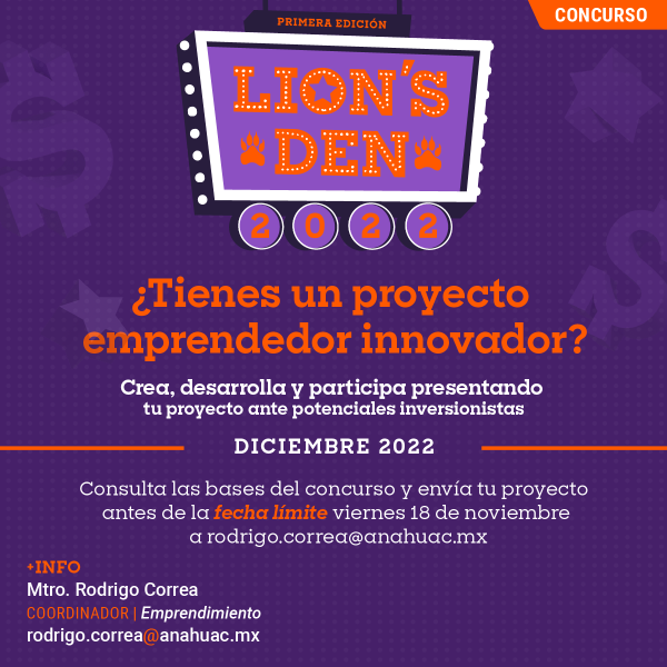 Ver en pantalla completa Concurso de Emprendimiento Lion’s Den 2022