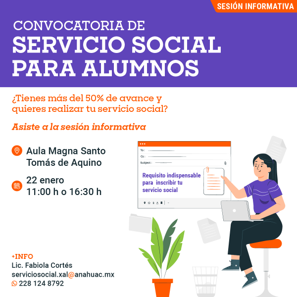 Ver en pantalla completa Servicio Social: Convocatoria para Alumnos